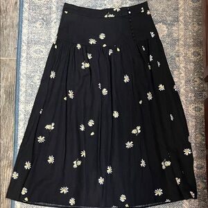 Madewell Linen Blend Buttoned Yoke Midi Skirt in Lazy Daisies